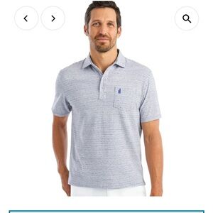 johnnie-O Men’s Striped Polo in Light Blue and White